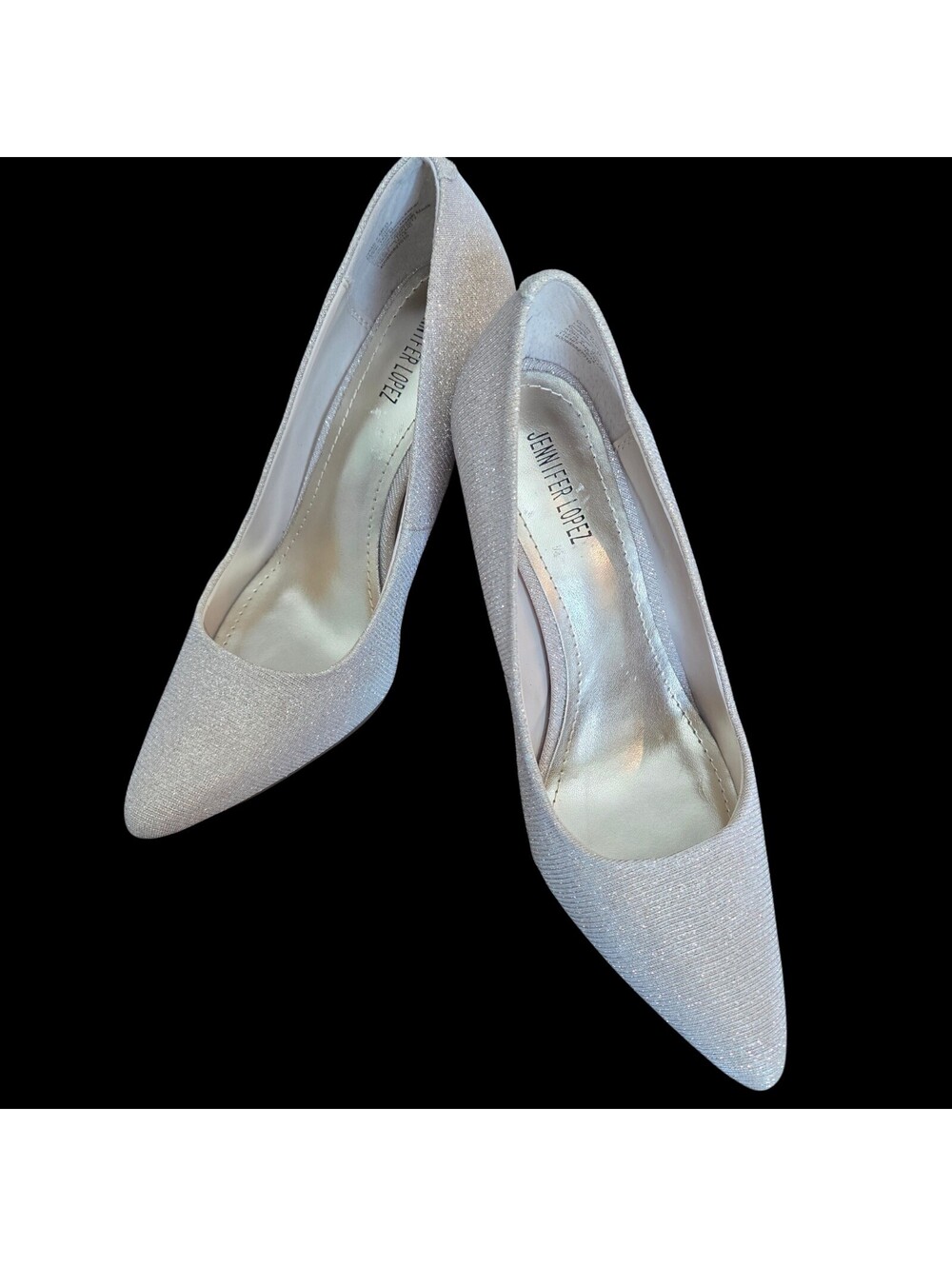 Jennifer Lopez JLO Champagne Gold Metallic Glitter Pump Women’ Pointed Toe Heel